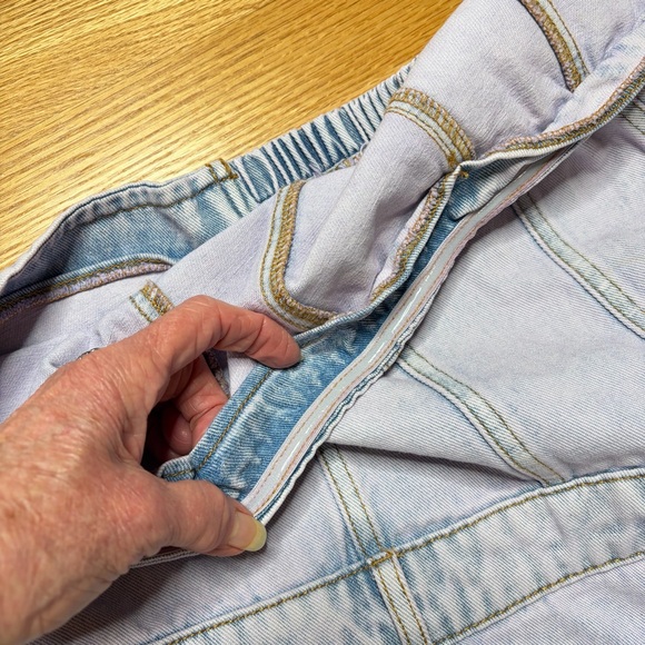 Womens Denim Strapless Jumpsuit Acid Washed Size 2X Cargo Pockets Lavender Blue - Picture 6 of 10